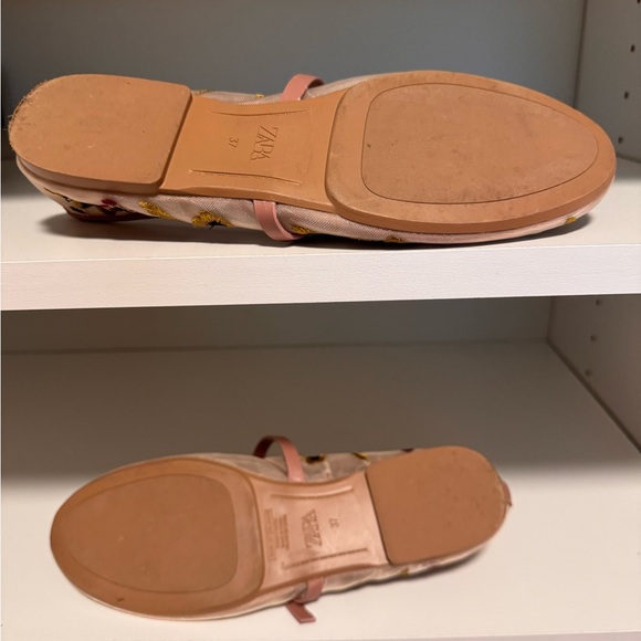 Zara Cream and Pink Dress Shoes with Elegant Design Ballet flats Size 37=7 - Picture 8 of 9